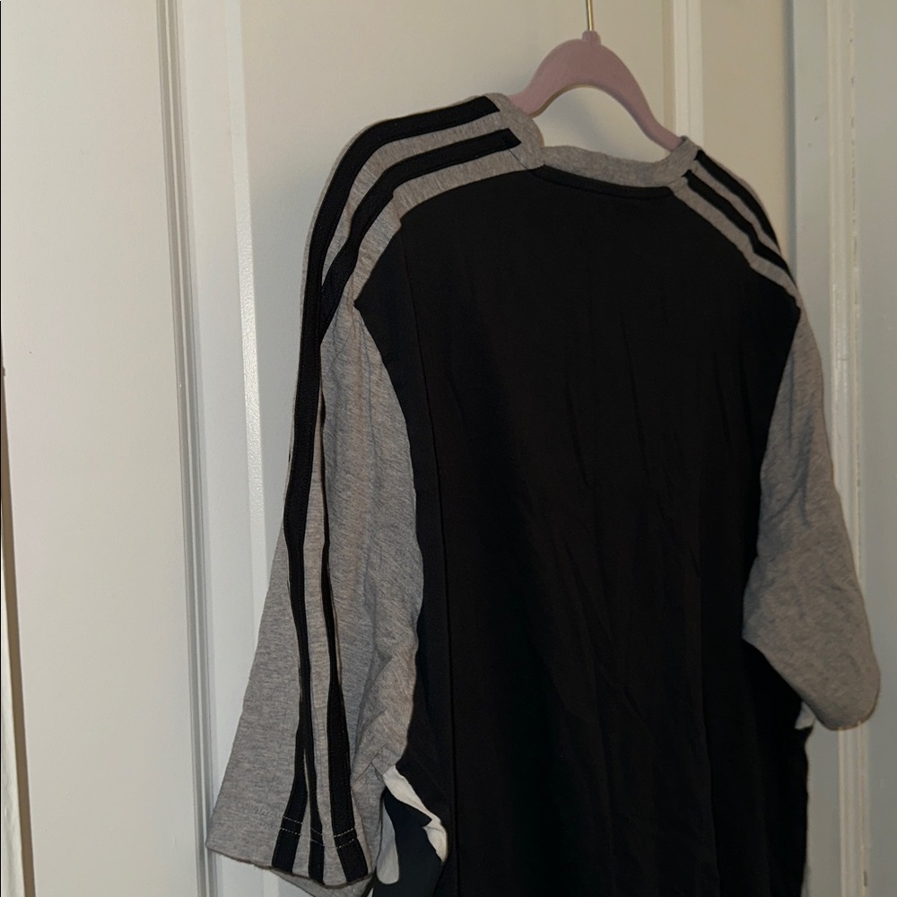 adidas Gray White Black Block Logo Tee - Picture 5 of 5